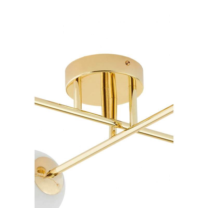 Ceiling lamp ASTRA 4 lampshades white balls gold frame KASPA