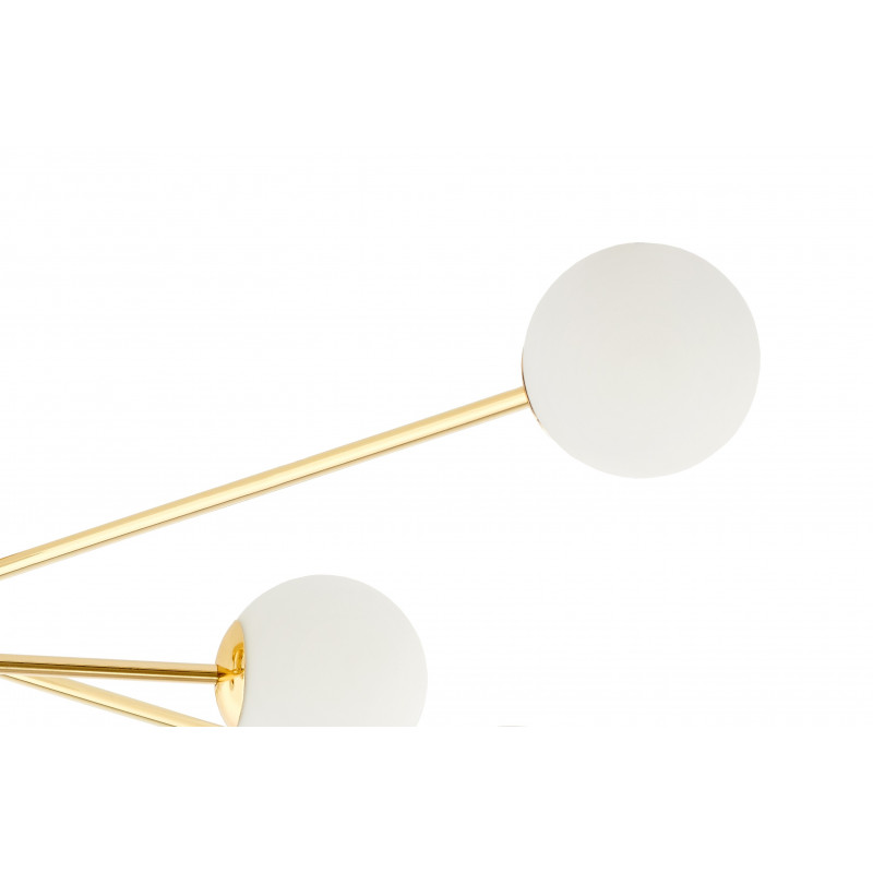 Ceiling lamp ASTRA 6 lampshades white balls gold frame KASPA