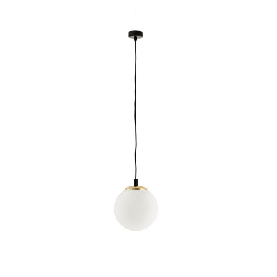 eiling hanging lamp BLER 1 lampshade white sphere, black and gold details KASPA