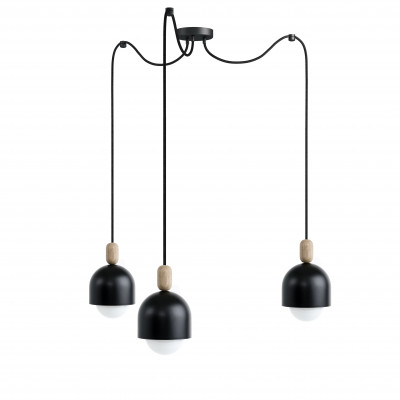 Loft Ovoi x 3 czarna strukturalna lampa wisząca