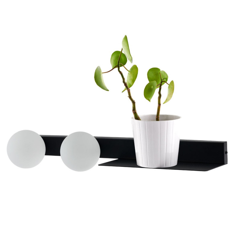 BOTANICA DECO black wall lamp with shelf KASPA