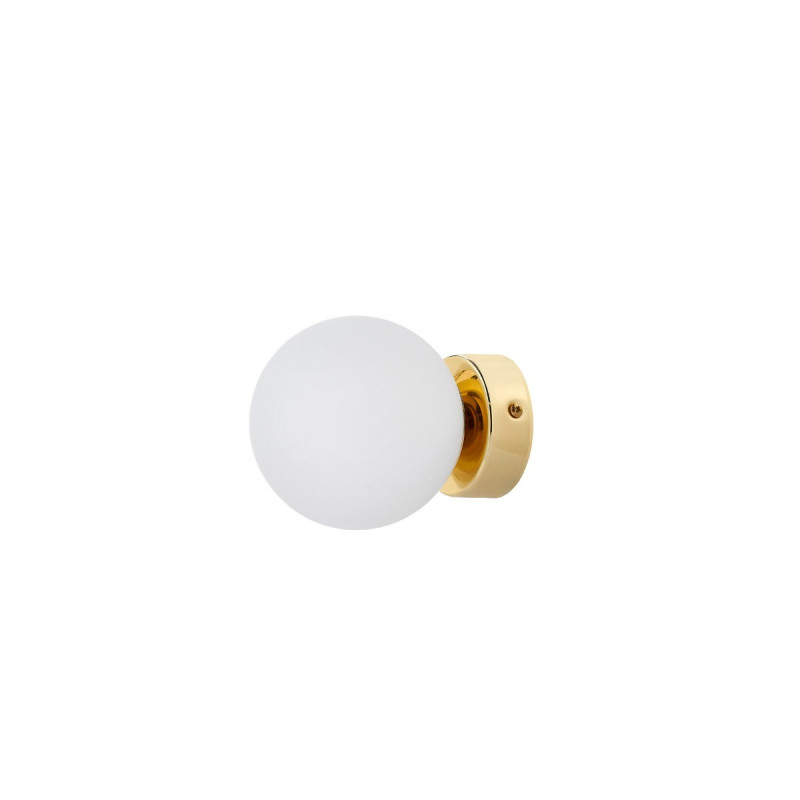 MIJA wall lamp, sconce with white ball, gold mount KASPA