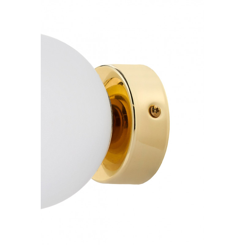 MIJA wall lamp, sconce with white ball, gold mount KASPA