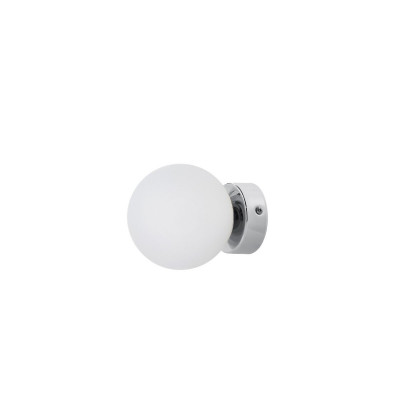 MIJA wall lamp, sconce with white ball, chrome mount KASPA