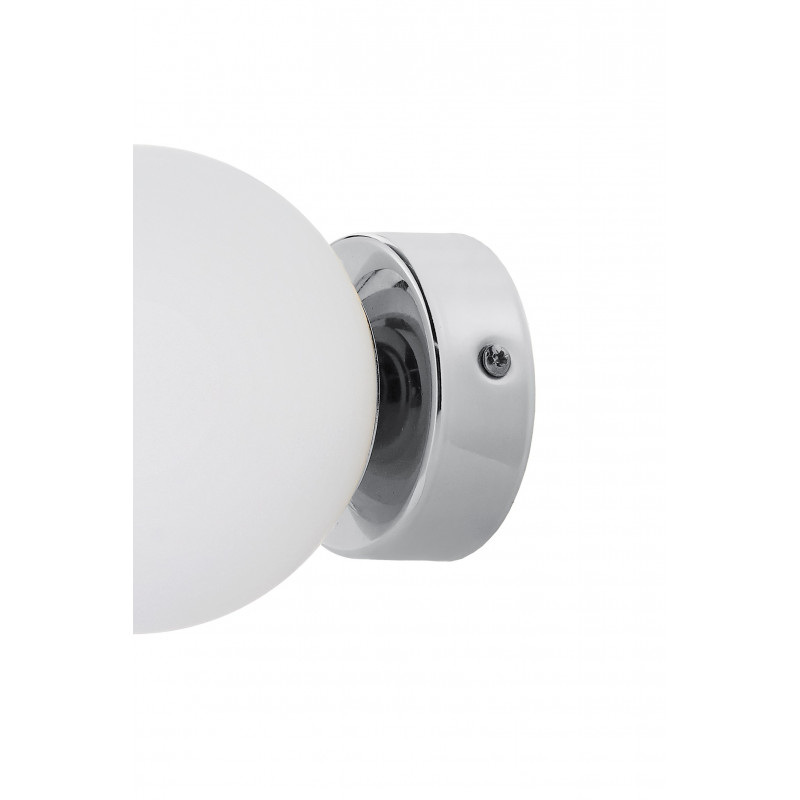 MIJA wall lamp, sconce with white ball, chrome mount KASPA