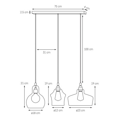 Sufitowa lampa wisząca Longis Listwa 3 Gold KASPA