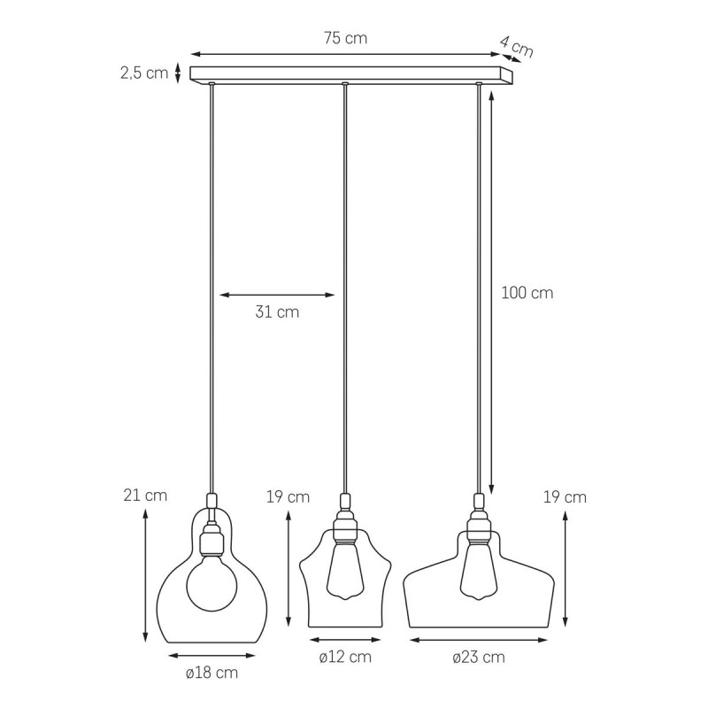 Longis Listwa 3 Pendant Light Rail Black KASPA