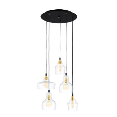 Longis Plafon 5 Pendant Light Rail Black KASPA