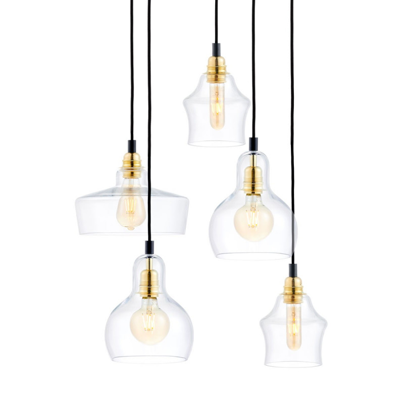 Longis Plafon 5 Pendant Light Rail Black KASPA