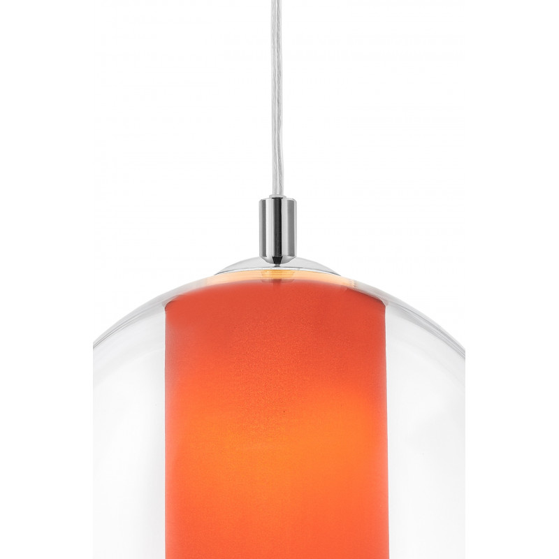 Sufitowa lampa wisząca Merida S koralowy abażur w transparentnym szklanym kloszu KASPA