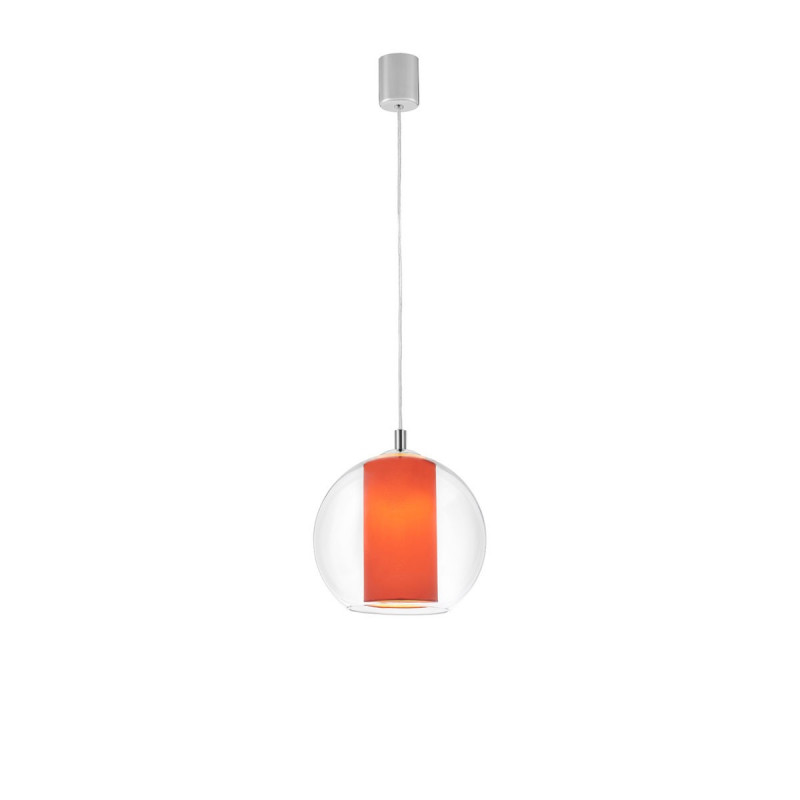 Ceiling hanging lamp Merida S coral lampshade in a transparent glass lampshade KASPA