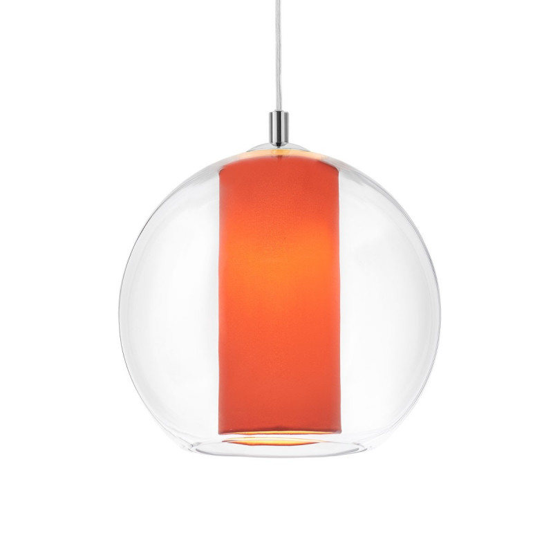 Ceiling hanging lamp Merida L coral lampshade in a transparent glass lampshade KASPA