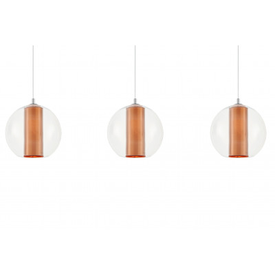 Merida 3 hanging ceiling lamp Copper-colored lampshade in a transparent glass shade KASPA