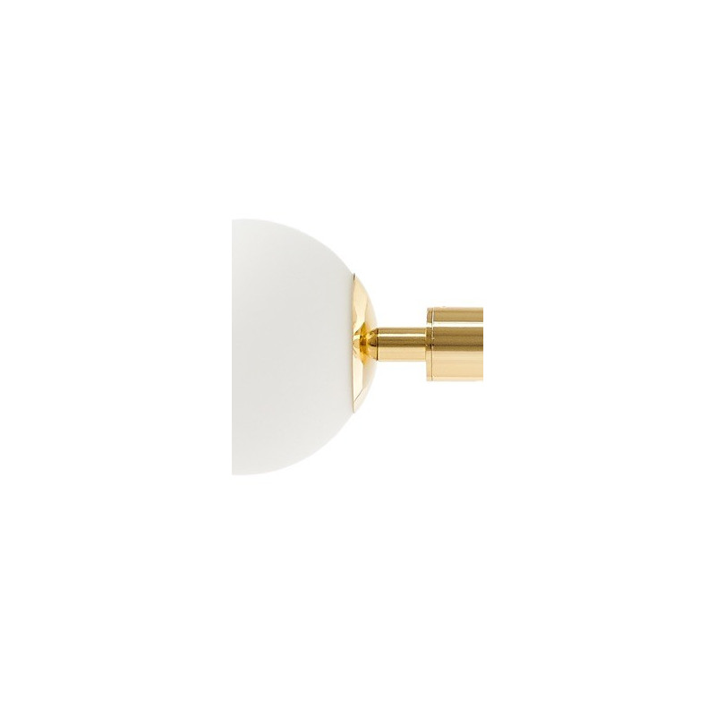 Złota lampa wisząca CUMULUS 1 złoty żyrandol - czternaście białych szklanych kul KASPA