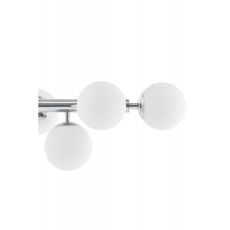 Chromed pendant lamp  CUMULUS 2 chromed chandelier eight white glass balls KASPA