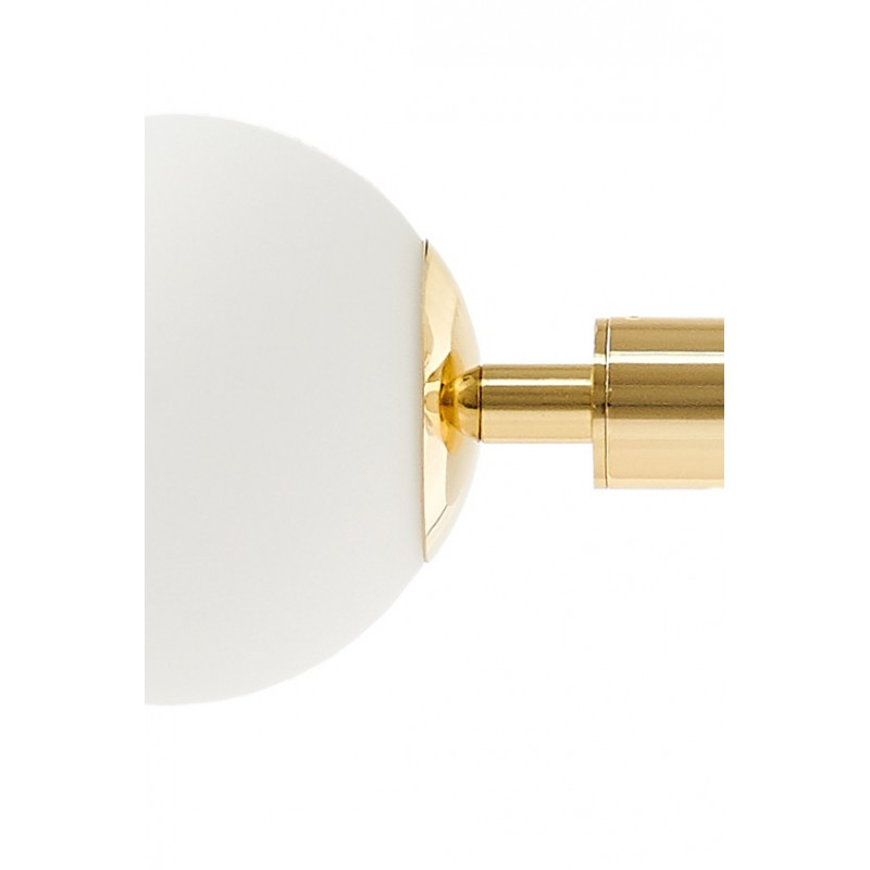 Złota lampa przysufitowa CUMULUS 3 złoty żyrandol - osiem białych szklanych kul KASPA