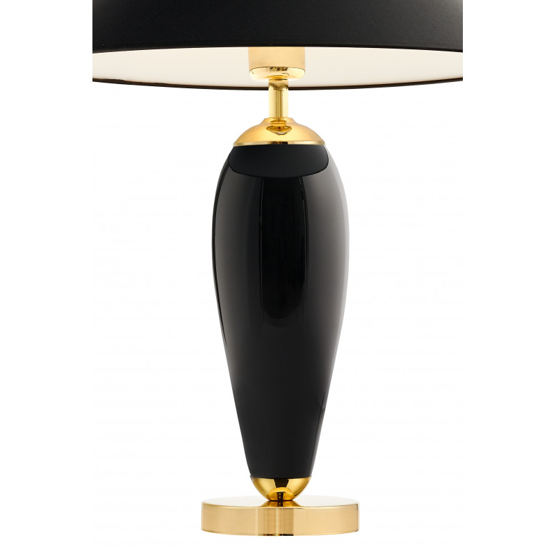 Black floor lamp REA black lampshade, black glass and golden base KASPA