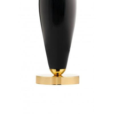 Black floor lamp REA black lampshade, black glass and golden base KASPA
