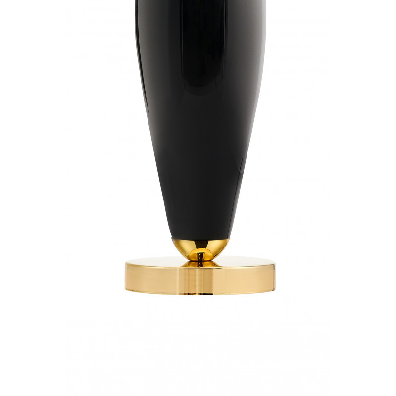 Black floor lamp REA black lampshade, black glass and golden base KASPA