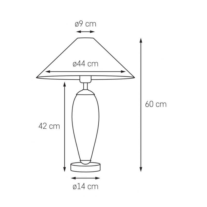 White floor lamp REA white lampshade, transparent glass and golden base KASPA