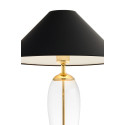 Black floor lamp REA black lampshade, transparent  glass and golden base KASPA