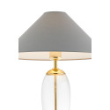 Grey floor lamp REA grey lampshade, transparent  glass and golden base KASPA