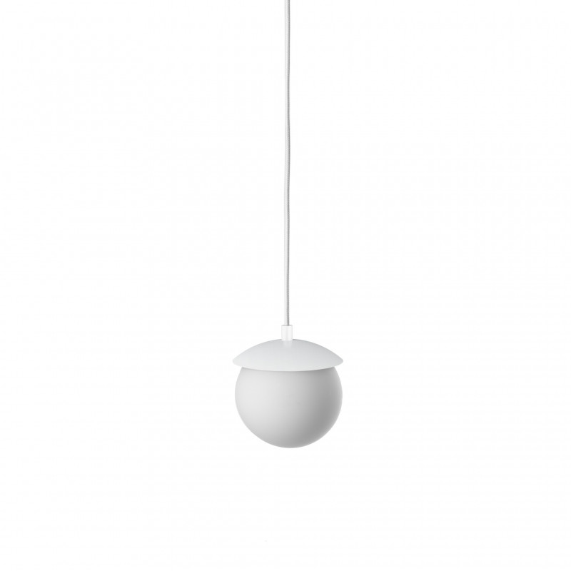 Ceiling hanging lamp KUUL F white fixture and white small glass ball UMMO