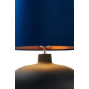 Floor lamp SAWA VELVET navy blue copper velvet lampshade on a matt glass base with chrome accessories KASPA