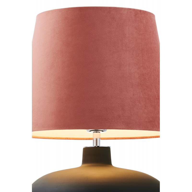 Floor lamp SAWA VELVET pink velvet lampshade on a grey matt glass base with chrome accessories KASPA
