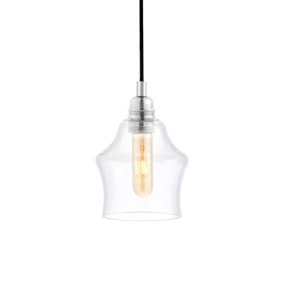 Sufitowa lampa wisząca LONGIS II transparentny szklany klosz, przewód czarny KASPA