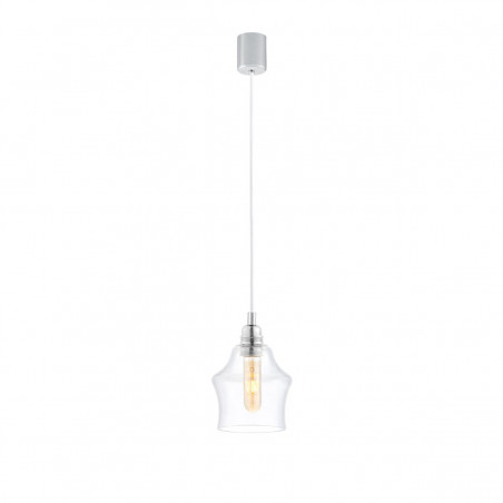 Ceiling lamp LONGIS II transparent glass lampshade, white wire KASPA