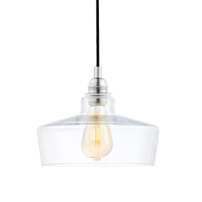 Sufitowa lampa wisząca LONGIS III transparentny szklany klosz, przewód czarny KASPA