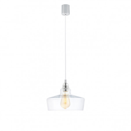 Ceiling lamp LONGIS III transparent glass lampshade, white wire KASPA