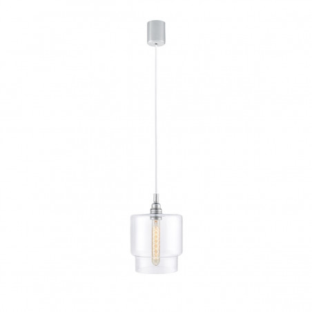 Ceiling lamp LONGIS IV transparent glass lampshade, white wire KASPA