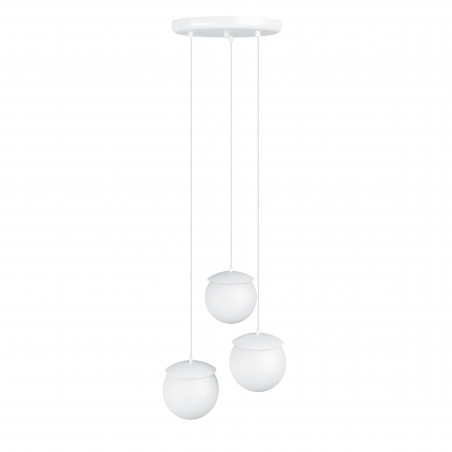 Triple ceiling white hanging lamp KUUL F3 three white glass balls 15cm UMMO