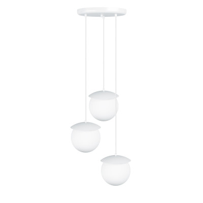 Triple ceiling white hanging lamp KUUL G three white glass balls 20cm UMMO