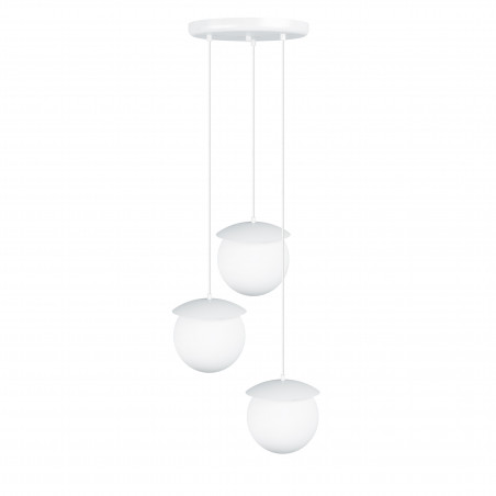 Triple ceiling white hanging lamp KUUL G3 three white glass balls 20cm UMMO