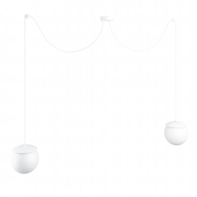 Double ceiling white hanging lamp with adjustable length KUUL F two white 15mm glass balls UMMO