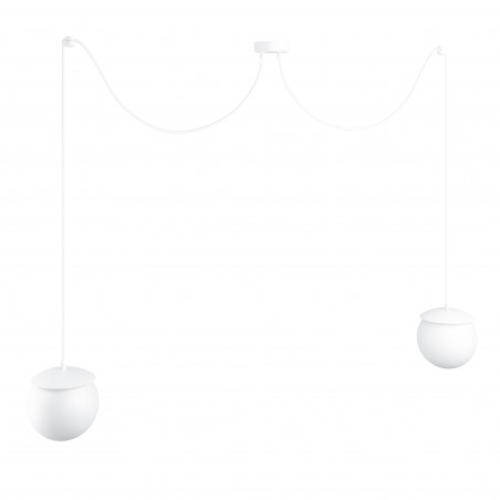 Double ceiling white hanging lamp with adjustable length KUUL F2 two white 15mm glass balls UMMO