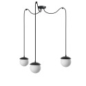 Triple ceiling black hanging lamp with adjustable length KUUL F three white 15mm glass balls UMMO