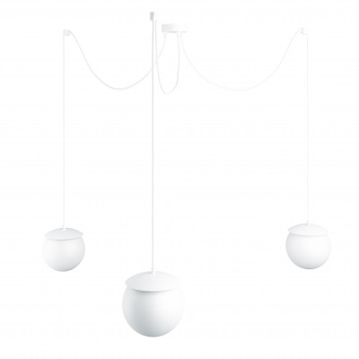Triple ceiling black hanging lamp with adjustable length KUUL F three white 15mm glass balls UMMO