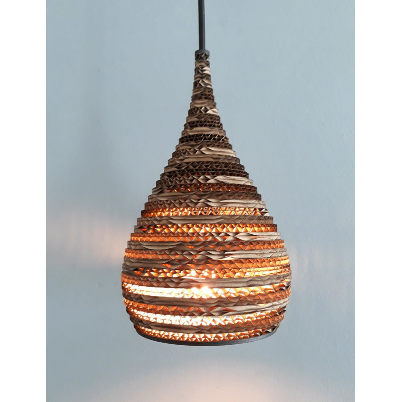 Ceiling hanging lamp made of cardboard CONE XS ecological lamp SOOA