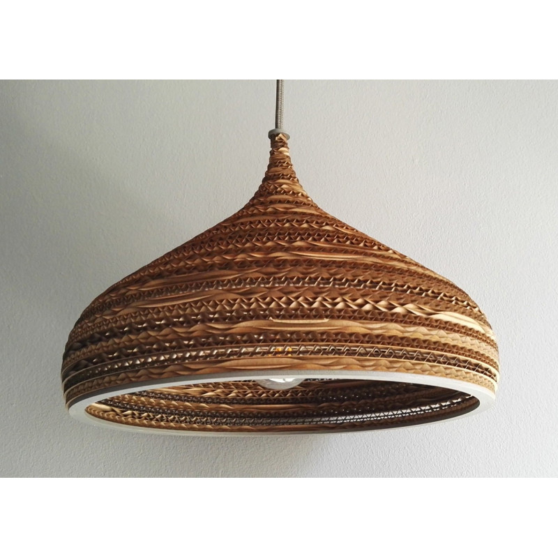 Ceiling hanging lamp made of cardboard CONE M ecological lamp SOOA
