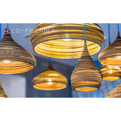 Ceiling hanging lamp made of cardboard CONE M ecological lamp SOOA