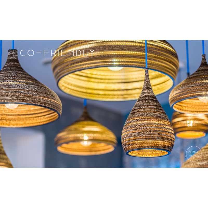 Ceiling hanging lamp made of cardboard CONE L ecological lamp SOOA