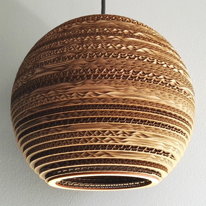 Ceiling white hanging lamp from cardboard SFERA 25 ecological lamp SOOA