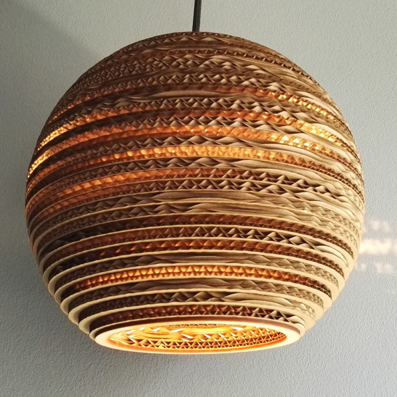 Ceiling hanging lamp from cardboard SFERA 25 ecological lamp SOOA