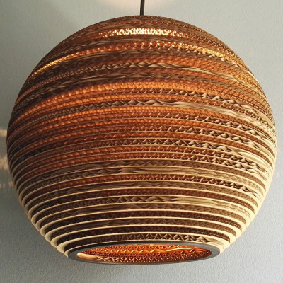 Sufitowa lampa wisząca z tektury SFERA 35 lampa ekologiczna SOOA