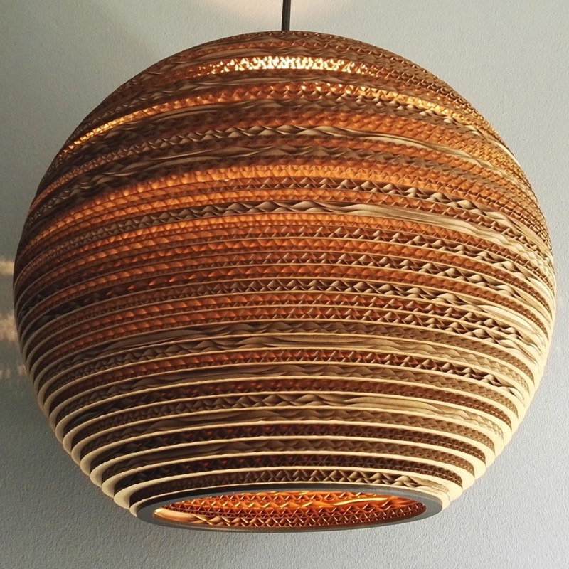 Ceiling hanging lamp from cardboard SFERA 35 ecological lamp SOOA