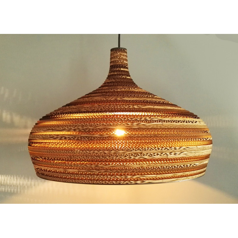 Ceiling white hanging lamp from cardboard DOME ecological lamp SOOA